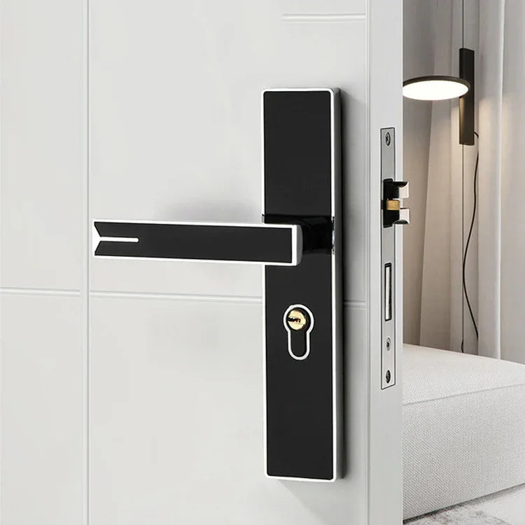 Verrou de porte intérieur en alliage d'aluminium à forte magnétisme silencieux, poignée de quincaillerie de chambre, noir et or petit corps de serrure 50, noir et argent petit corps de serrure 50