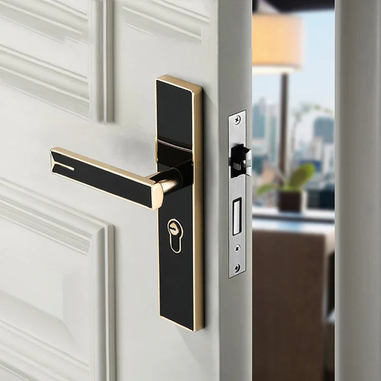 Verrou de porte intérieur en alliage d'aluminium à forte magnétisme silencieux, poignée de quincaillerie de chambre, noir et or petit corps de serrure 50, noir et argent petit corps de serrure 50