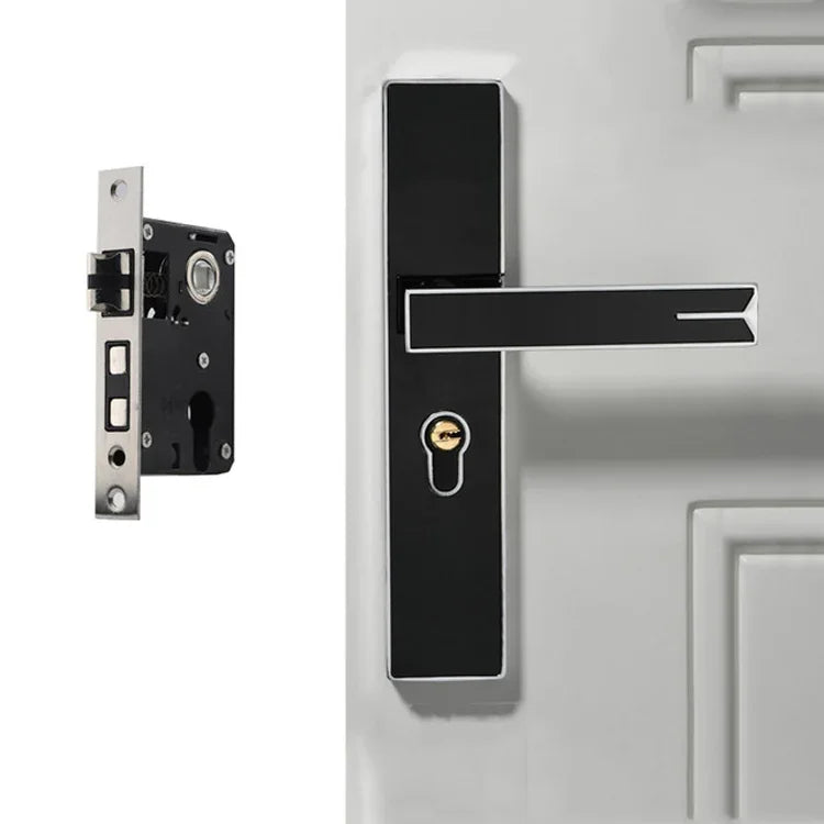 Verrou de porte intérieur en alliage d'aluminium à forte magnétisme silencieux, poignée de quincaillerie de chambre, noir et or petit corps de serrure 50, noir et argent petit corps de serrure 50