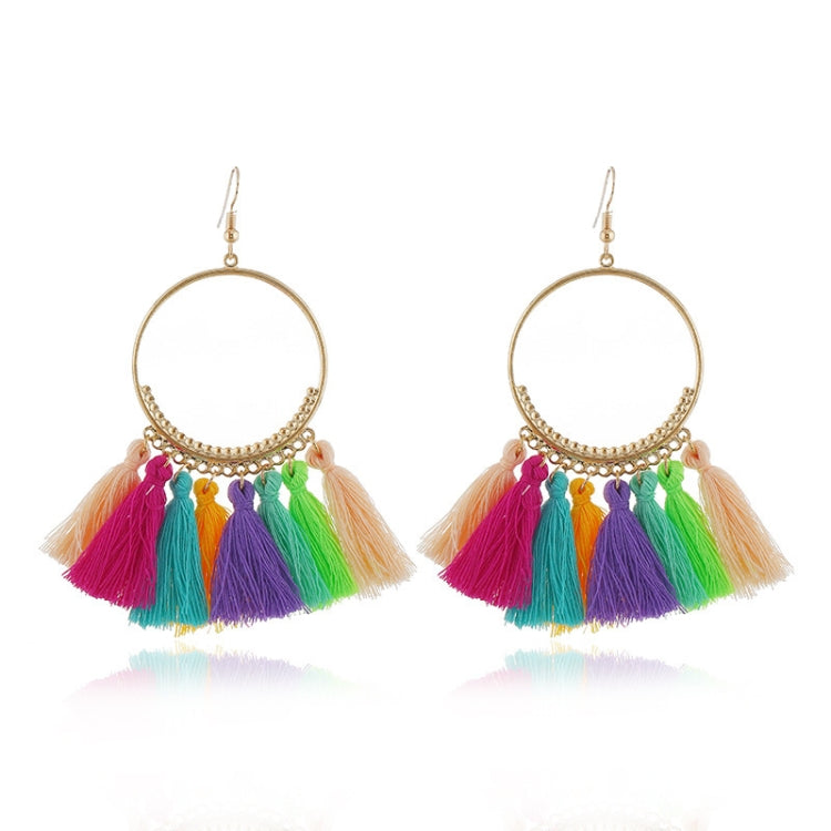 Boucles d'oreilles à pompons pour femmes Boucles d'oreilles pendantes ethniques grandes Bohème Bijoux à la mode Corde en coton Franges longues colorées Blanc, Rouge vin, Noir, Jaune, Beige, Rouge, Bleu ciel, Bleu, Vert, Rouge, Bleu royal, Rose clair