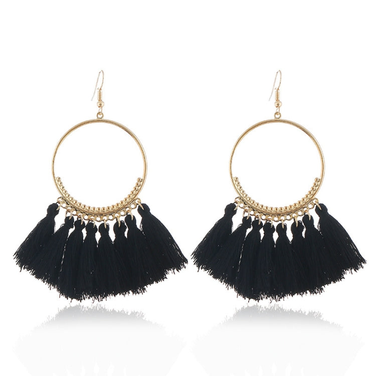 Boucles d'oreilles à pompons pour femmes Boucles d'oreilles pendantes ethniques grandes Bohème Bijoux à la mode Corde en coton Franges longues colorées Blanc, Rouge vin, Noir, Jaune, Beige, Rouge, Bleu ciel, Bleu, Vert, Rouge, Bleu royal, Rose clair