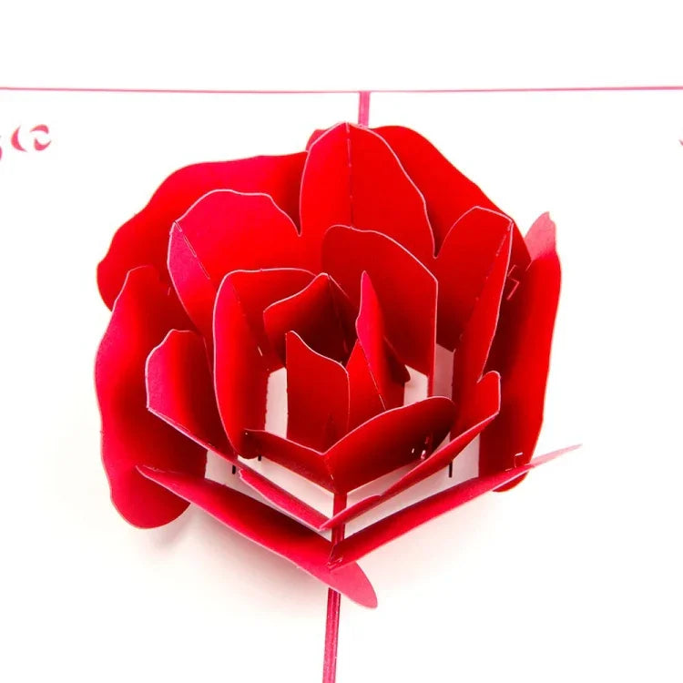 Carte de vœux pop-up 3D Rose Merci Fleurs Fait main Carte vierge vintage Anniversaire Carte cadeau d'amour, Taille : 13x16cm, Fait main Carte vierge