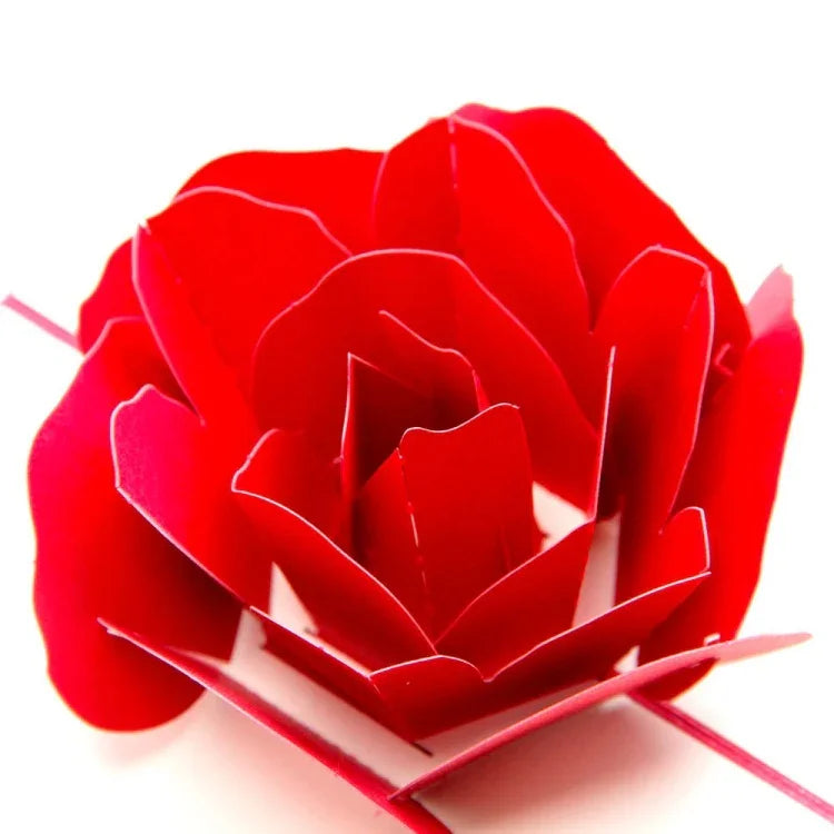 Carte de vœux pop-up 3D Rose Merci Fleurs Fait main Carte vierge vintage Anniversaire Carte cadeau d'amour, Taille : 13x16cm, Fait main Carte vierge