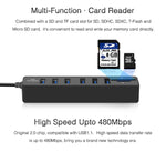 Hub USB 2.0 multiports répartiteur USB haute vitesse 6 ports avec lecteur de carte TF SD