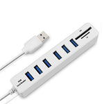 Hub USB 2.0 multiports répartiteur USB haute vitesse 6 ports avec lecteur de carte TF SD