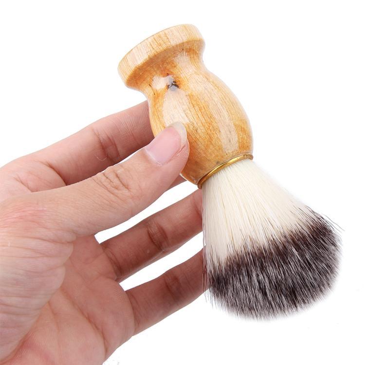 Brosse à raser pour le visage à manche en bois, accessoire de nettoyage de barbe, brosse de rasage pour salon, outil en poil de blaireau, blaireau