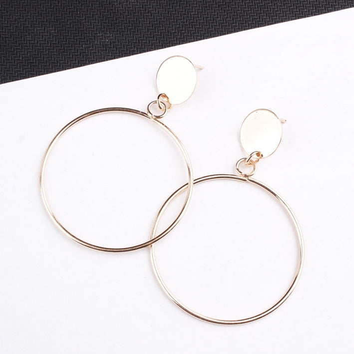 Grandes boucles d'oreilles rondes géométriques, grandes boucles d'oreilles pendantes creuses