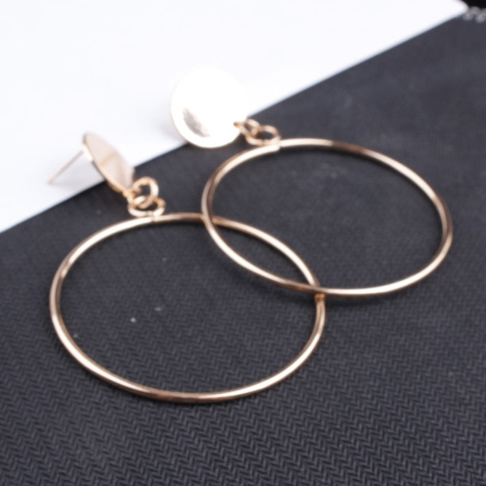Grandes boucles d'oreilles rondes géométriques, grandes boucles d'oreilles pendantes creuses