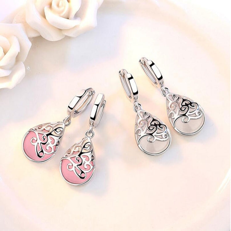 Boucles d'oreilles pendantes totem Larmes Opale Clair de Lune en Argent Sterling 925, blanc, rose