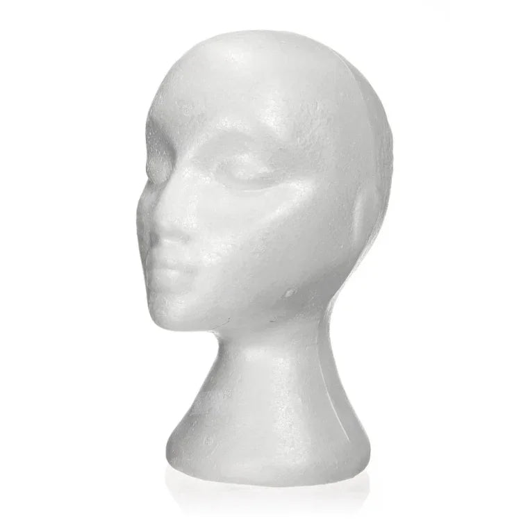 Tête de mannequin factice Femme en mousse Présentoir pour casquette, casque, accessoires pour cheveux et perruques Mannequin Femme en mousse