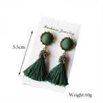 Boucles d'oreilles pendantes vintage en velours à pampilles pour femmes, rose, noir, gris, vert, rouge