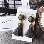 Boucles d'oreilles pendantes vintage en velours à pampilles pour femmes, rose, noir, gris, vert, rouge