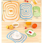 6 planches à découper de cuisine souples et transparentes en PP, S(20x14.8cm), M(30.5x23.5cm), L(42x31.5cm)