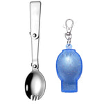2PCS Couverts pliants en acier inoxydable Fourchette et cuillère intégrées à double usage Vaisselle portable pour pique-nique, Livraison couleur aléatoire, Cuillère, Fourchette