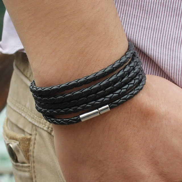 Bracelet en cuir pour couple, avec breloque, bracelet vintage noir pour homme, noir, café noir, noir blanc, café, orange, violet, blanc, jaune