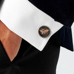 2 Paires Boutons de Manchette Homme Carte du Monde Antique Rétro Bronze, Argent, Bronze, Noir