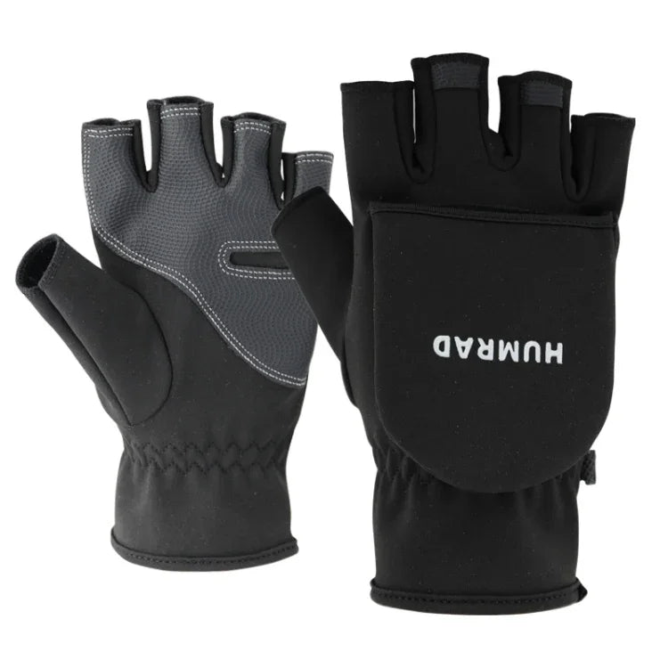Gants d'hiver HUMRAO mi-doigts rabattables chauds pour les sports de plein air, le ski et le cyclisme, L