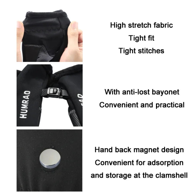 Gants d'hiver HUMRAO mi-doigts rabattables chauds pour les sports de plein air, le ski et le cyclisme, L