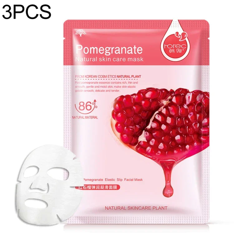 3 masques faciaux végétaux pour soin de la peau, hydratants, anti-imperfections et anti-points noirs, Myrtille, Aloe Vera, Olive, Miel, Grenade, Concombre
