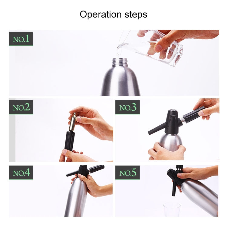 Siphon à soda manuel Distributeur de CO2 Générateur de bulles d'eau Machine à soda pour boissons fraîches et cocktails Machine à soda en aluminium pour bar, Capacité : 1L