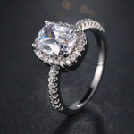 Bague de mariage en argent avec grand cristal cubique en zircon, bijou de fête, tailles 5, 6, 7, 8, 9, 10
