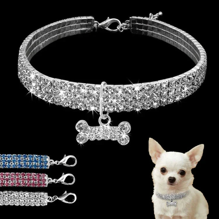 Collier pour chien Bling strass cristal chiot Chihuahua colliers laisse pour petits chiens accessoires Mascotas, L, M, S