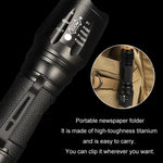 Lampe torche mini T02 avec clip stylo T6 zoom télescopique LED étanche longue portée éblouissante, T02 clip stylo