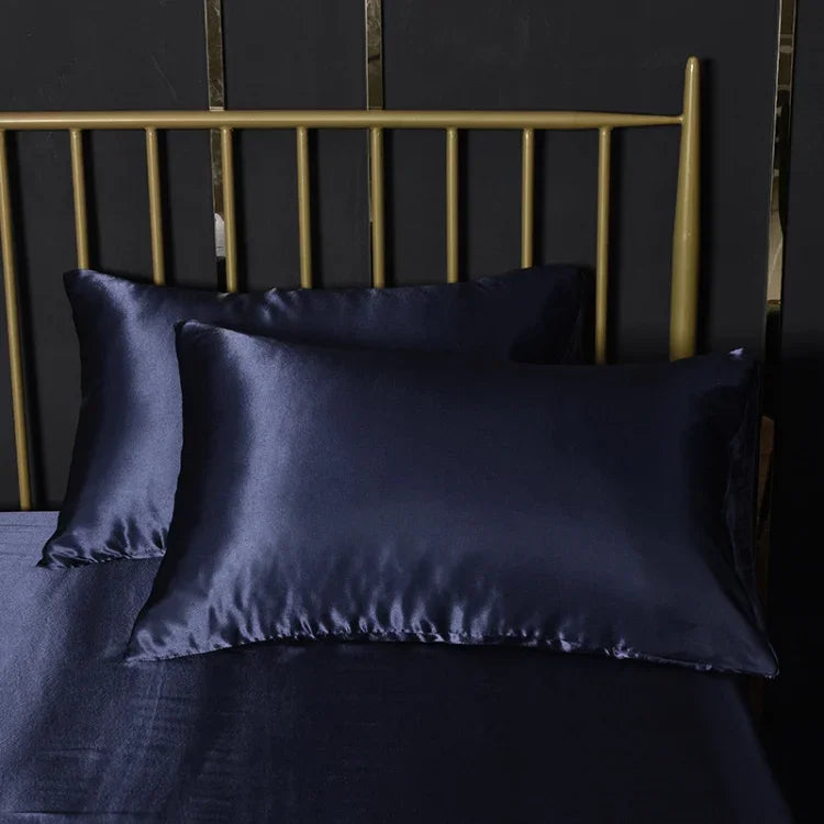 Ensemble de draps housse, drap plat et taies d'oreiller en soie glacée imitation soie pour la maison, US-Full/UK-D : 138x190x35cm, US-Queen/UK-K : 153x203x35cm, US-King : 198x203x35cm, UK-SK : 180x200x35cm, US-King : 198x203x35cm