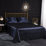 Ensemble de draps housse, drap plat et taies d'oreiller en soie glacée imitation soie pour la maison, US-Full/UK-D : 138x190x35cm, US-Queen/UK-K : 153x203x35cm, US-King : 198x203x35cm, UK-SK : 180x200x35cm, US-King : 198x203x35cm