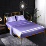 Ensemble de draps housse, drap plat et taies d'oreiller en soie glacée imitation soie pour la maison, US-Full/UK-D : 138x190x35cm, US-Queen/UK-K : 153x203x35cm, US-King : 198x203x35cm, UK-SK : 180x200x35cm, US-King : 198x203x35cm