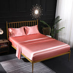 Ensemble de draps housse, drap plat et taies d'oreiller en soie glacée imitation soie pour la maison, US-Full/UK-D : 138x190x35cm, US-Queen/UK-K : 153x203x35cm, US-King : 198x203x35cm, UK-SK : 180x200x35cm, US-King : 198x203x35cm