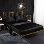 Ensemble de draps housse, drap plat et taies d'oreiller en soie glacée imitation soie pour la maison, US-Full/UK-D : 138x190x35cm, US-Queen/UK-K : 153x203x35cm, US-King : 198x203x35cm, UK-SK : 180x200x35cm, US-King : 198x203x35cm