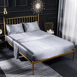 Ensemble de draps housse, drap plat et taies d'oreiller en soie glacée imitation soie pour la maison, US-Full/UK-D : 138x190x35cm, US-Queen/UK-K : 153x203x35cm, US-King : 198x203x35cm, UK-SK : 180x200x35cm, US-King : 198x203x35cm