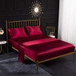Ensemble de draps housse, drap plat et taies d'oreiller en soie glacée imitation soie pour la maison, US-Full/UK-D : 138x190x35cm, US-Queen/UK-K : 153x203x35cm, US-King : 198x203x35cm, UK-SK : 180x200x35cm, US-King : 198x203x35cm