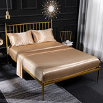 Ensemble de draps housse, drap plat et taies d'oreiller en soie glacée imitation soie pour la maison, US-Full/UK-D : 138x190x35cm, US-Queen/UK-K : 153x203x35cm, US-King : 198x203x35cm, UK-SK : 180x200x35cm, US-King : 198x203x35cm