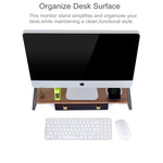Support écran rehausseur avec pieds métalliques pour iMac MacBook Écran LCD Imprimante, organiseur de bureau Plateau robuste Gain de place