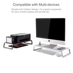 Support écran rehausseur avec pieds métalliques pour iMac MacBook Écran LCD Imprimante, organiseur de bureau Plateau robuste Gain de place
