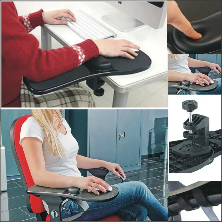 Support de plaque rotative pour souris d'ordinateur de bureau, d'ordinateur portable, repose-coude et poignet, à installer sur un bureau ou une chaise.