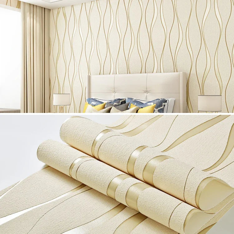 Papier peint non tissé simple à motif ondulation d'eau 3D, décoration murale intérieure