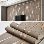 Papier peint non tissé simple à motif ondulation d'eau 3D, décoration murale intérieure