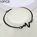 10 bracelets simples personnalisés en forme de foudre et d'électrocardiogramme, bracelet de couple en forme de cœur, noir, or, argent