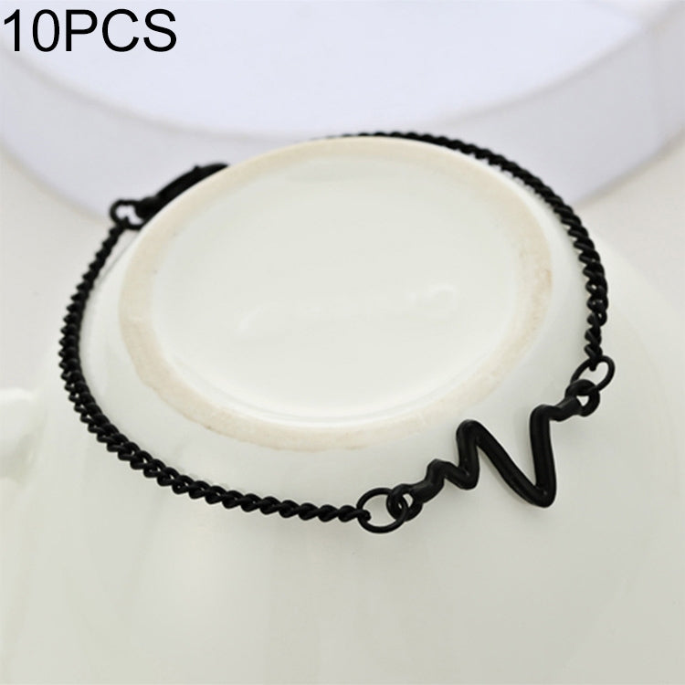 10 bracelets simples personnalisés en forme de foudre et d'électrocardiogramme, bracelet de couple en forme de cœur, noir, or, argent