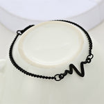 10 bracelets simples personnalisés en forme de foudre et d'électrocardiogramme, bracelet de couple en forme de cœur, noir, or, argent
