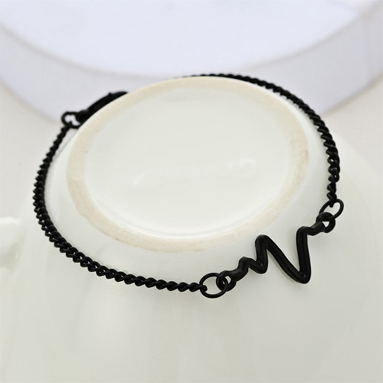 10 bracelets simples personnalisés en forme de foudre et d'électrocardiogramme, bracelet de couple en forme de cœur, noir, or, argent