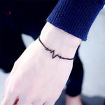 10 bracelets simples personnalisés en forme de foudre et d'électrocardiogramme, bracelet de couple en forme de cœur, noir, or, argent