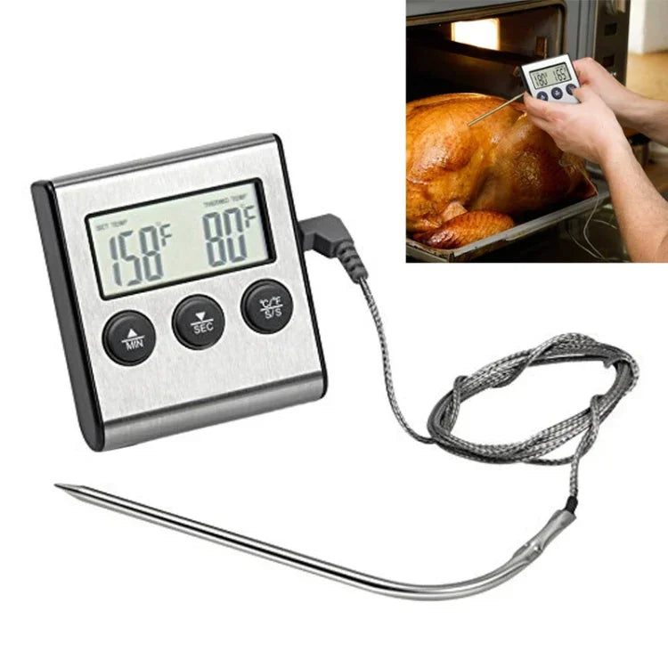 Thermomètre de four numérique Cuisine Cuisson Viande BBQ Sonde Thermomètre Minuteur Température Eau Lait Outils de cuisson, Thermomètre de four numérique