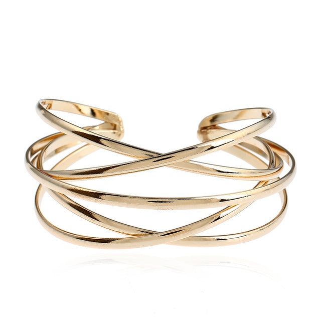 Bracelets joncs ouverts pour femmes et filles, à la mode, en or, argent, noir canon, rouge rosé, multicolore