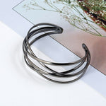 Bracelets joncs ouverts pour femmes et filles, à la mode, en or, argent, noir canon, rouge rosé, multicolore
