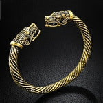 Bracelet Manchette Homme Tête de Loup Viking Bijoux Accessoires de Mode