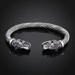 Bracelet Manchette Homme Tête de Loup Viking Bijoux Accessoires de Mode